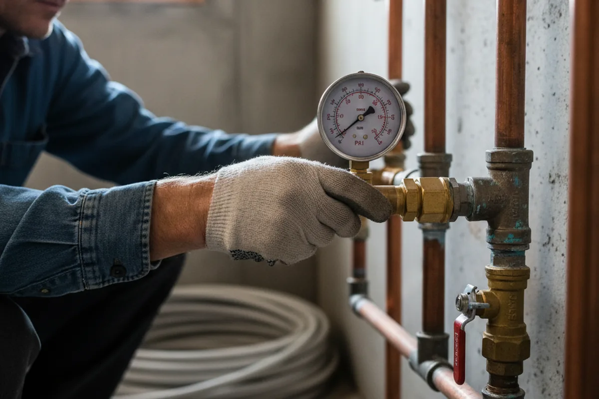 Pressure testing a repaired line during Water Line Repair in Bahama